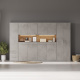 SMARTBett Wohnwand Set mit 90-Schrankbett Standard Horizontal Beton/ Beton/ Wideiche Classic