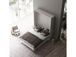 SMARTBett Schrankbett Classic 160x200cm Vertikal Weiss/Weiss Hochglanz