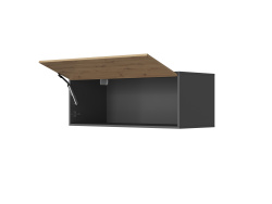 SMARTBett Hängeschrank mit 1 Klapptür zu 120 & 140 Schrankbetten Horizontal Standard Anthrazit/ Wildeiche
