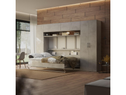 SMARTBett Hängeschrank mit 1 Klapptür zu 120 & 140 Schrankbetten Horizontal Standard Beton/ Beton