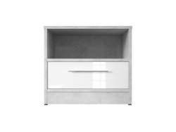 Nachttisch Standard 45 cm mit einer Schublade Beton/Weiss Hochglanz