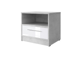 Nachttisch Standard 45 cm mit einer Schublade Beton/Weiss Hochglanz
