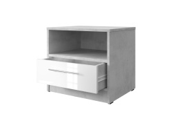 Bedside table Standard with a drawer Concrete/ White high gloss