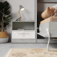 Nachttisch Standard 45 cm mit einer Schublade Beton/Weiss Hochglanz