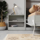 Nachttisch Standard 45 cm mit einer Schublade Beton/Weiss Hochglanz