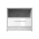 Nachttisch Standard 45 cm mit einer Schublade Beton/Weiss Hochglanz