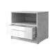Nachttisch Standard 45 cm mit einer Schublade Beton/Weiss Hochglanz