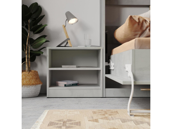 Bedside table Basic / Standard with a drawer Concrete/White