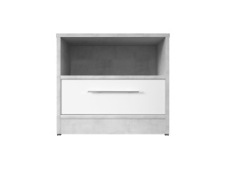Bedside table Basic / Standard with a drawer Concrete/White