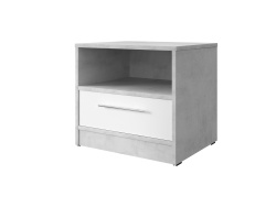 Bedside table Basic / Standard with a drawer Concrete/White