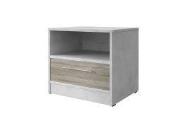 Bedside table Basic / Standard with a drawer Concrete/Oak Sonoma