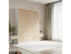 SMARTBett Schrankbett Set 160-Schrankbett Vertikal Hochkant CLASSIC mit 2 Nachtkonsolen