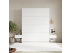 SMARTBett Schrankbett Set 160-Schrankbett Vertikal Hochkant CLASSIC mit 2 Nachtkonsolen
