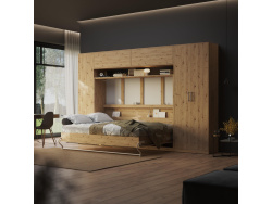 SMARTBett WOHNWAND Schlafzimmer Set Schrankbett 140x200cm Querbett + 4 Schränke