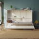 SMARTBett LIVING WALL bedroom set wall bed 140x200cm transverse bed + 4 cabinets White / White high gloss