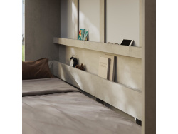 SMARTBett LIVING WALL bedroom set wall bed 140x200cm transverse bed + 4 cabinets Concrete