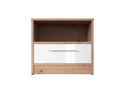 SMARTBett bedside cabinet with one drawer Wild oak / White high gloss front