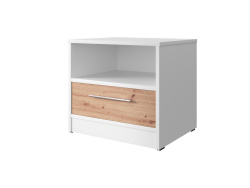 SMARTBett bedside table 40 cm with one drawer White / Wild oak