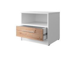 SMARTBett bedside table 40 cm with one drawer White / Wild oak