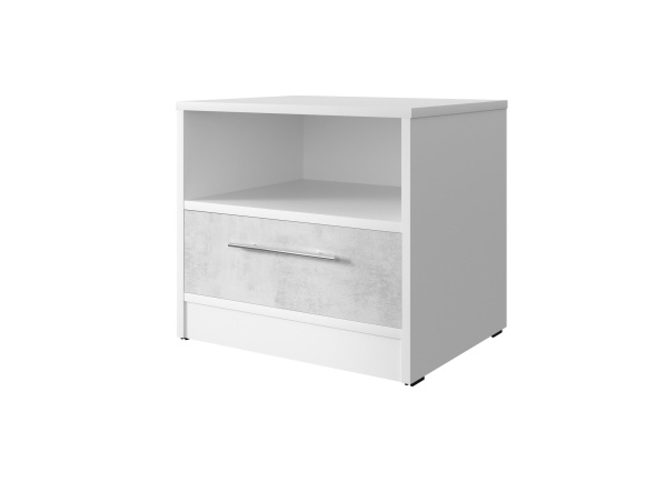 SMARTBett Nachttisch 40 cm mit einer Schublade Weiß/Beton