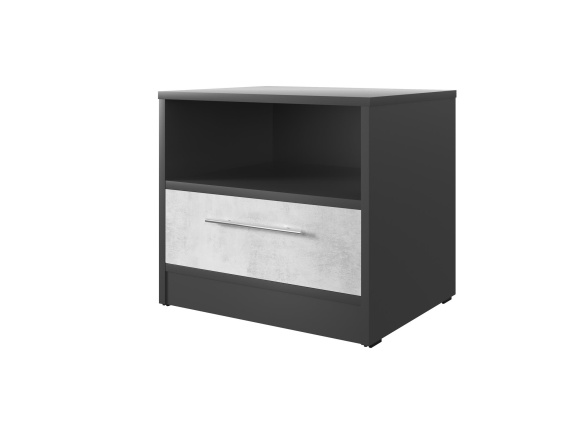 SMARTBett bedside table 40 cm with one drawer Anthracite/Concrete