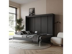 SMARTBett Schrankbett WAVES 160x200 Horizontal Front Anthrazit geriffelt