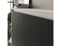 SMARTBett Schrankbett WAVES 160x200 Horizontal Front Anthrazit geriffelt