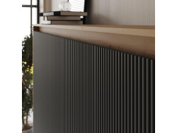SMARTBett Schrankbett WAVES 160x200 Horizontal Front Anthrazit geriffelt