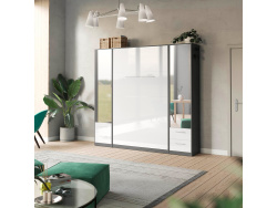 SMARTBett mirror cabinet closet 50cm Anthracite/ White high gloss/ Mirror