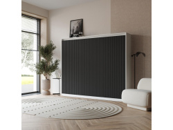 SMARTBett Murphy bed Classic WAVES 160x200 horizontal front anthracite ribbed White