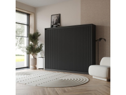 SMARTBett Murphy bed Classic WAVES 160x200 horizontal Anthracite/Anthracite ribbed