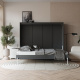 SMARTBett Murphy bed Classic WAVES 160x200 horizontal Anthracite/Anthracite ribbed