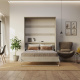 SMARTBett set wall unit 140 vertical wall bed + 2x 50 mirror cabinets Concrete/ Concrete