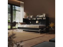 SMARTBett Murphy Bed Standard Comfort 90x200cm Horizontal Anthracite/Concrete with Gas Springs