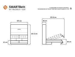 Schrankbett M1 180x200 Vertikal inkl.SOFA Anthrazit/Anthrazit