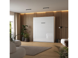 Schrankbett M1 180x200 Vertikal Weiss/Weiss Hochglanz...