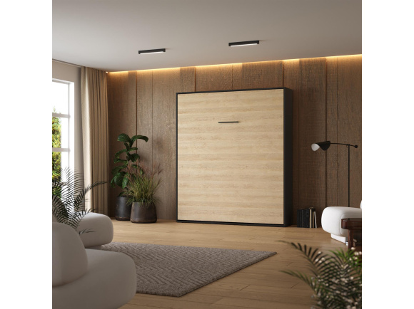 Murphy bed M1 180x200 Vertical Anthracite/Kaiserberg Oak incl.upholstered frame