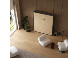 Murphy bed M1 180x200 Vertical Anthracite/Kaiserberg Oak incl.upholstered frame