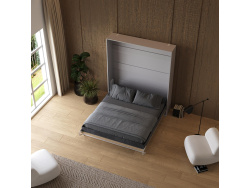 Murphy bed M1 180x200 Vertical Pearl Grey/Kaiserberg Oak incl.upholstered frame