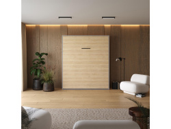 Murphy bed M1 180x200 Vertical Pearl Grey/Kaiserberg Oak incl.upholstered frame