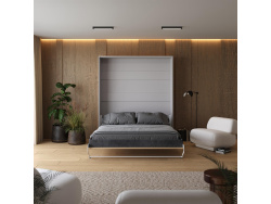 Murphy bed M1 180x200 Vertical Pearl Grey/Kaiserberg Oak incl.upholstered frame