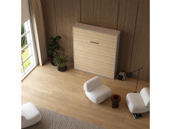 Murphy bed M1 180x200 Vertical Pearl Grey/Kaiserberg Oak incl.upholstered frame