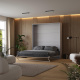 Murphy bed M1 180x200 Vertical Pearl Grey/Kaiserberg Oak incl.upholstered frame