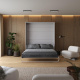Murphy bed M1 180x200 Vertical Pearl Grey/Kaiserberg Oak incl.upholstered frame
