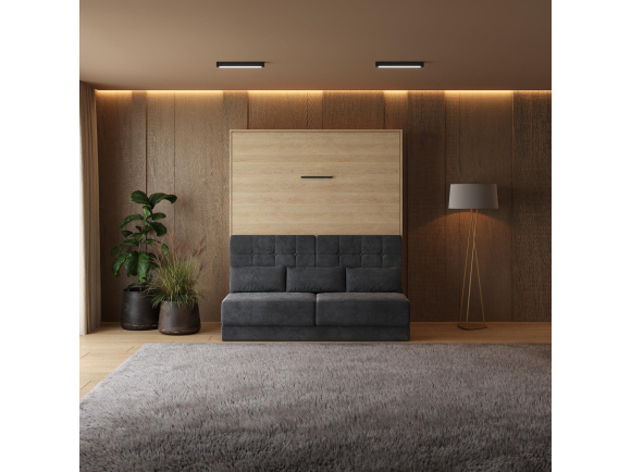 Schrankbett M1 180x200 Vertikal Kaiserberg Eiche inkl.SOFA Anthrazit