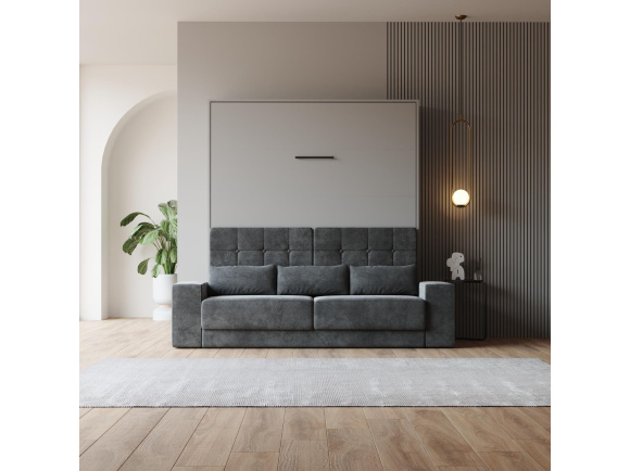 Schrankbett M1 180x200 Vertikal Perlgrau inkl.SOFA Anthrazit