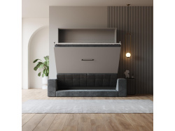 Schrankbett M1 180x200 Vertikal Perlgrau inkl.SOFA Anthrazit