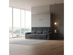 Schrankbett M1 180x200 Vertikal Perlgrau inkl.SOFA Anthrazit
