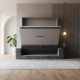 Schrankbett M1 180x200 Vertikal Perlgrau inkl.SOFA Anthrazit