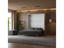 Wardrobe bed M1 180x200 vertical  White/Kaiserberg Oak incl. SOFA Anthracite